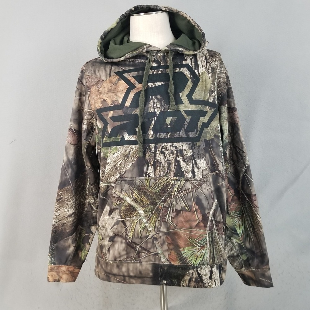 BAW Athletic Wear Hoodie Mens M Camo RIOT Mossy Oak Break-Up Infinity Pullover